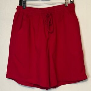 Dress Barn Womens Plus Size 1X Red Shorts Drawstring Elastic Waist Pockets.